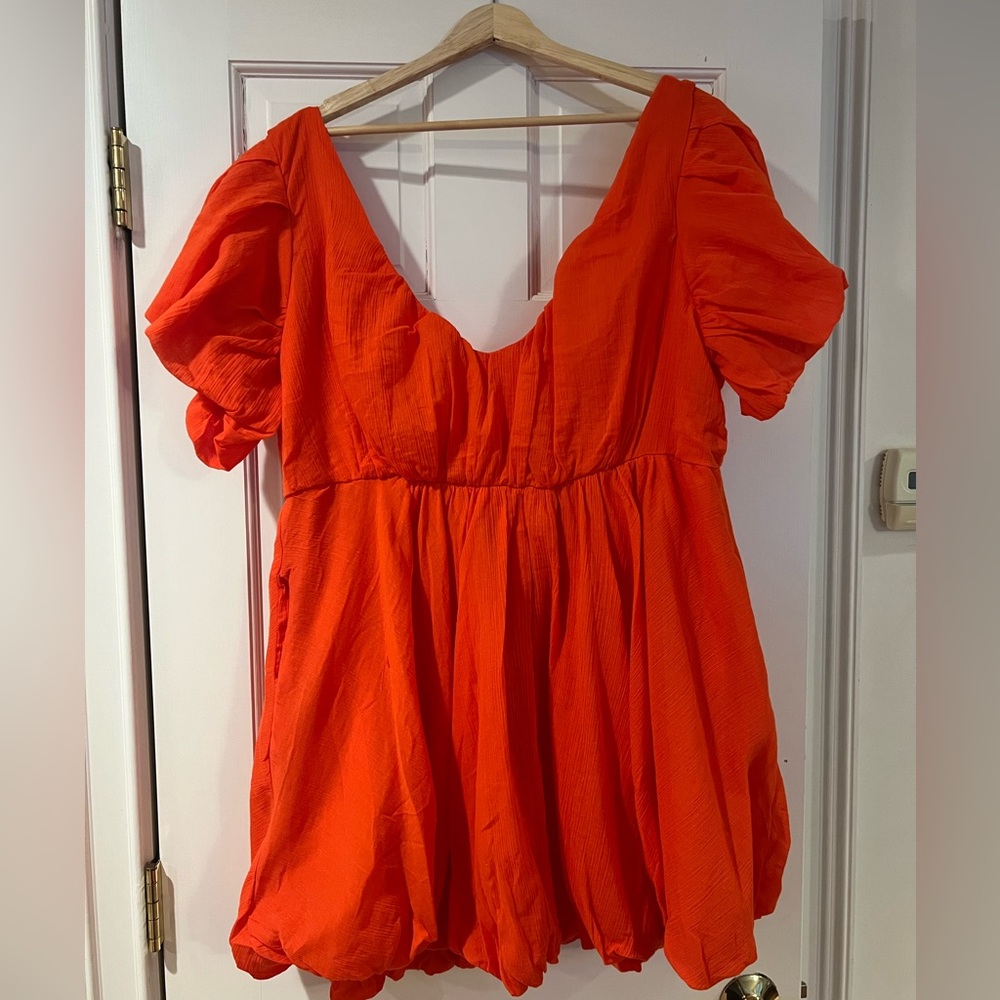 Almost Daylight Red Bubble Hem Mini Dress
